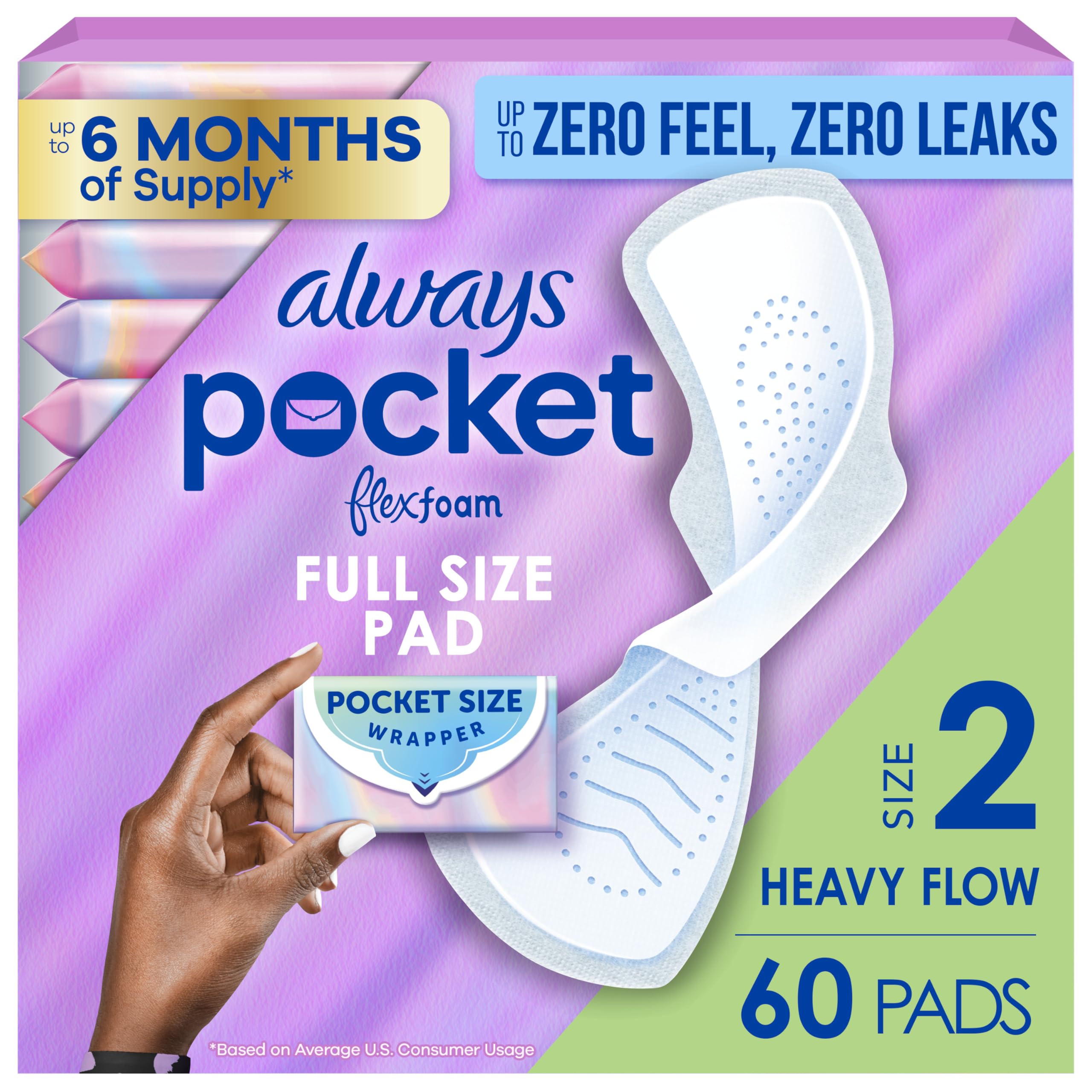 Amazon.com: Always Pocket Feminine Pads with FlexFoam, Size 2